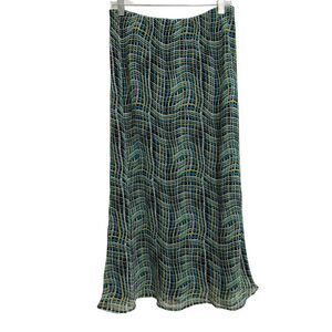 Cato Multicolor Elastic Waist Pull On Maxi Skirt Size M Abstract Scallop Hem